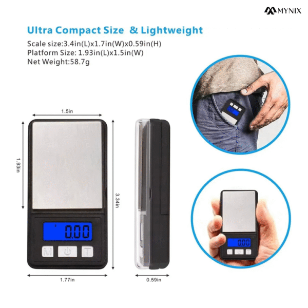 200g x 0.01g Precision Digital Pocket Scale – Portable Mini Scale for Jewelry, Gold, Gems, Powder & More | Compact LCD Display, Tare Function - Image 3