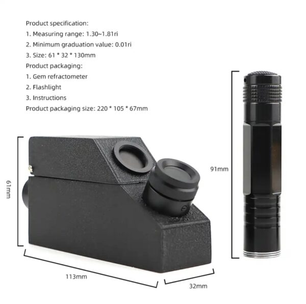 Gemstone Refractometer with LED – 1.3 to 1.81 RI Range for Accurate Gem Identification - Image 3