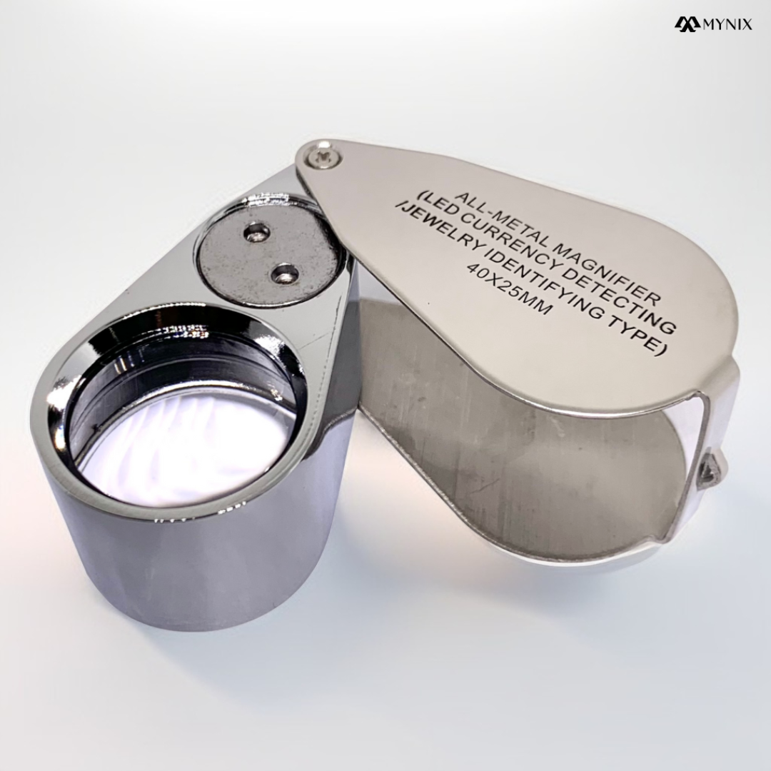 40x All-Metal LED Magnifier with Currency Detecting & Jewelry Identifying Light – 25mm Lens - Image 4
