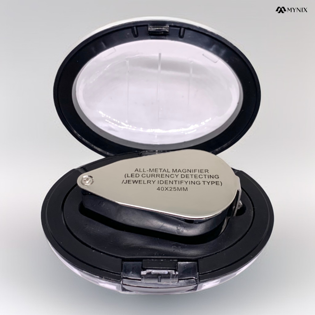 40x All-Metal LED Magnifier with Currency Detecting & Jewelry Identifying Light – 25mm Lens - Image 2