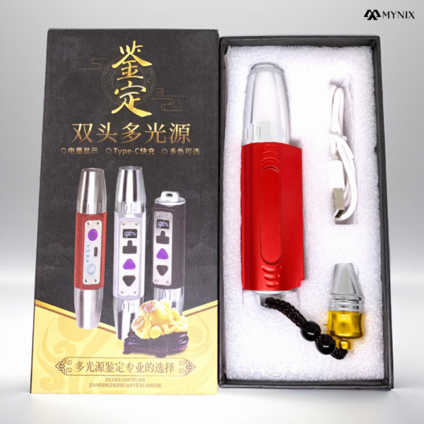 3 LEDs Rechargeable Gem Torch with Battery Display – White, Yellow & UV Light (365nm/395nm) for Gemstone Identification & Testing With 6 Months Warranty - Image 8